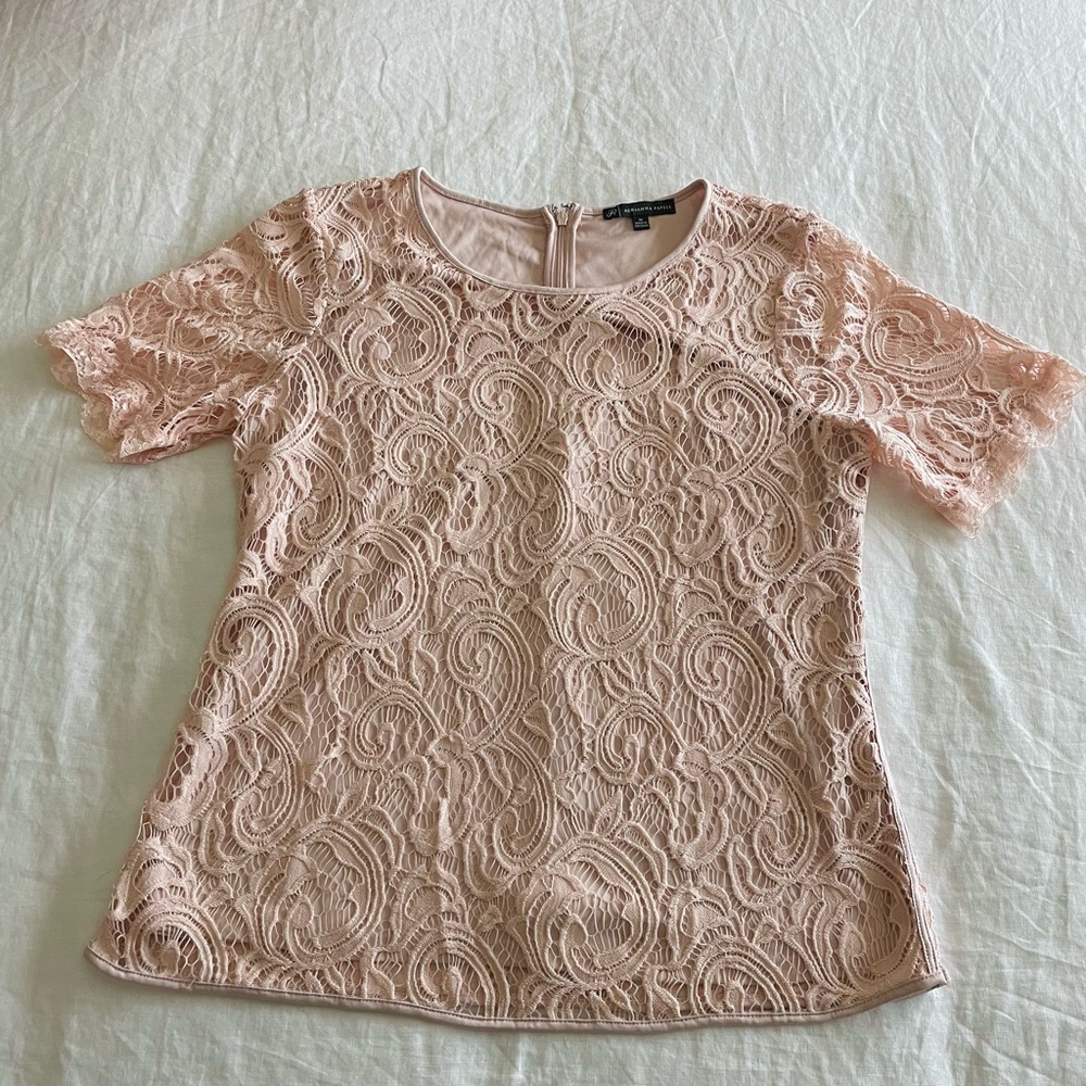 Adrianna papell eyelet pink blouse